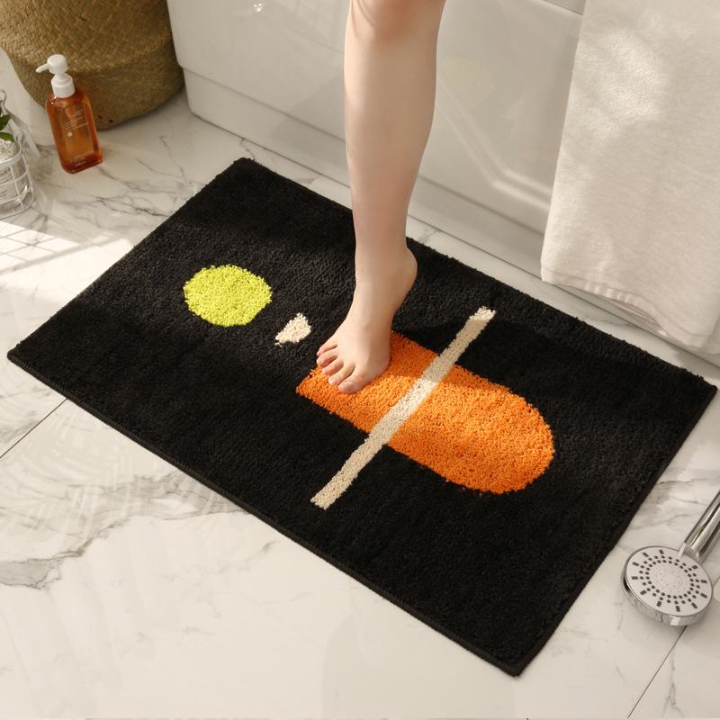 Modern Abstract Art Microfiber Bath Mat Flocking Bathroom Rug Decorative Carpet Non-slip Absorbent Shower Door Mat Foot Pad