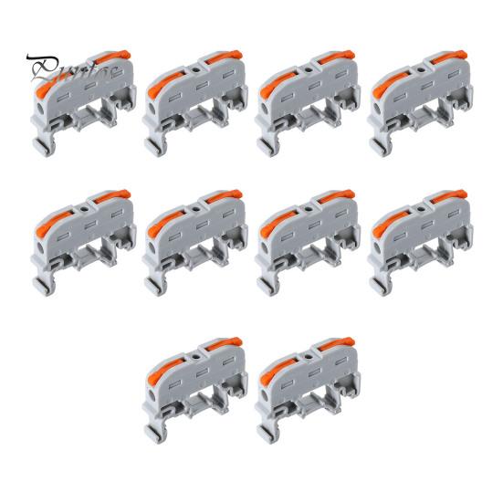 10Pcs KV121 Push-in Quick Terminal Block Din Rail Connector Universal Compact Fast Electrical Connector Stable Equipment Operation Terminal Block