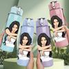1PC Stylish Woman Portrait 750ml Color Plastic Sports Water Bottle Leakproof Flip Straw Lid Suitable for Sports Office Home Use
