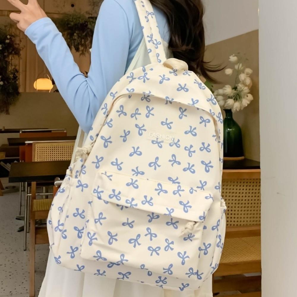 Nylon Bow Backpack Lightweight Teenagers Shoulder Bag Students School Bag  Junior High School