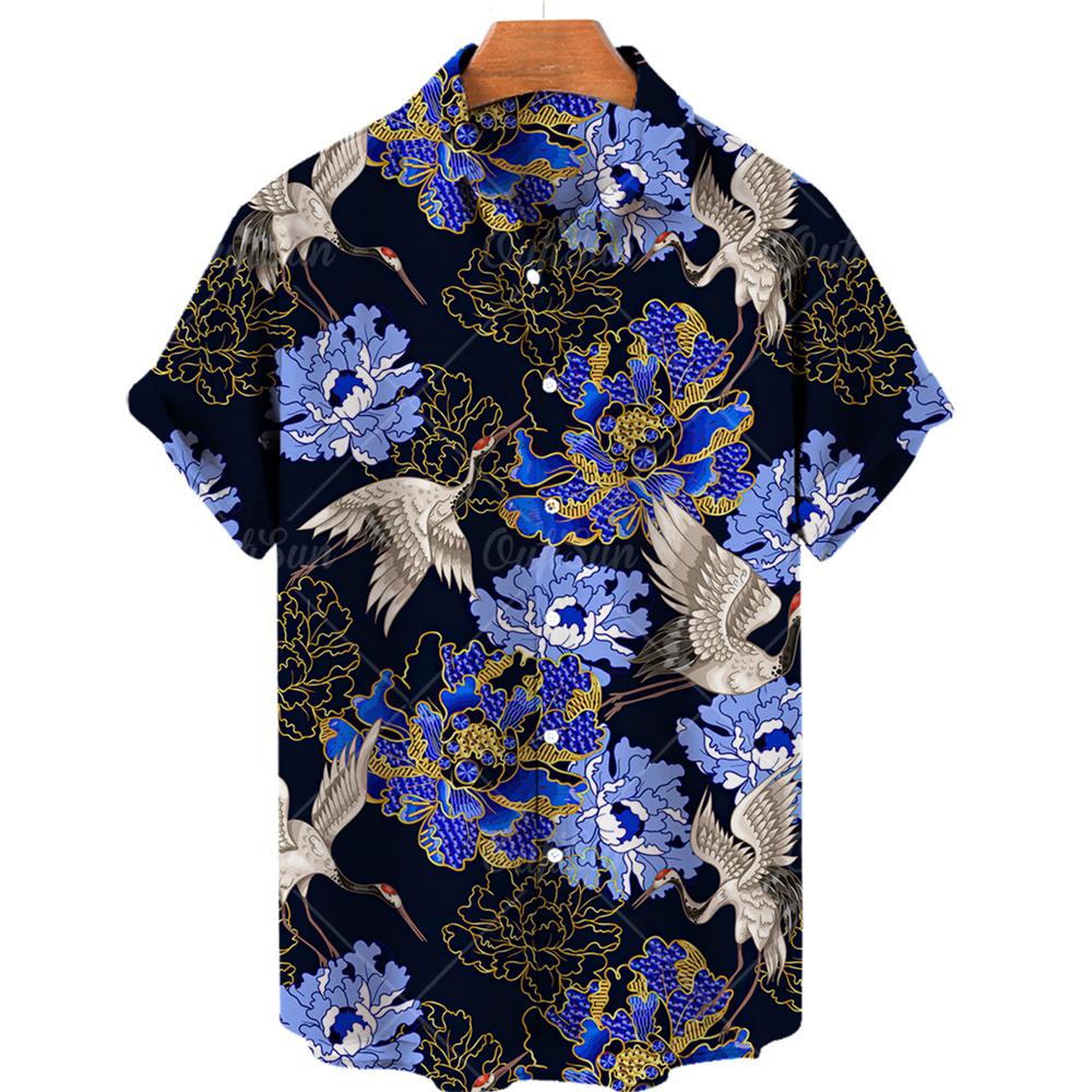Men Retro Shirt Leisure Printed Cotton Floral Casual Dress Oversized Hawaiian Imported Clothing Arrivals Hipster