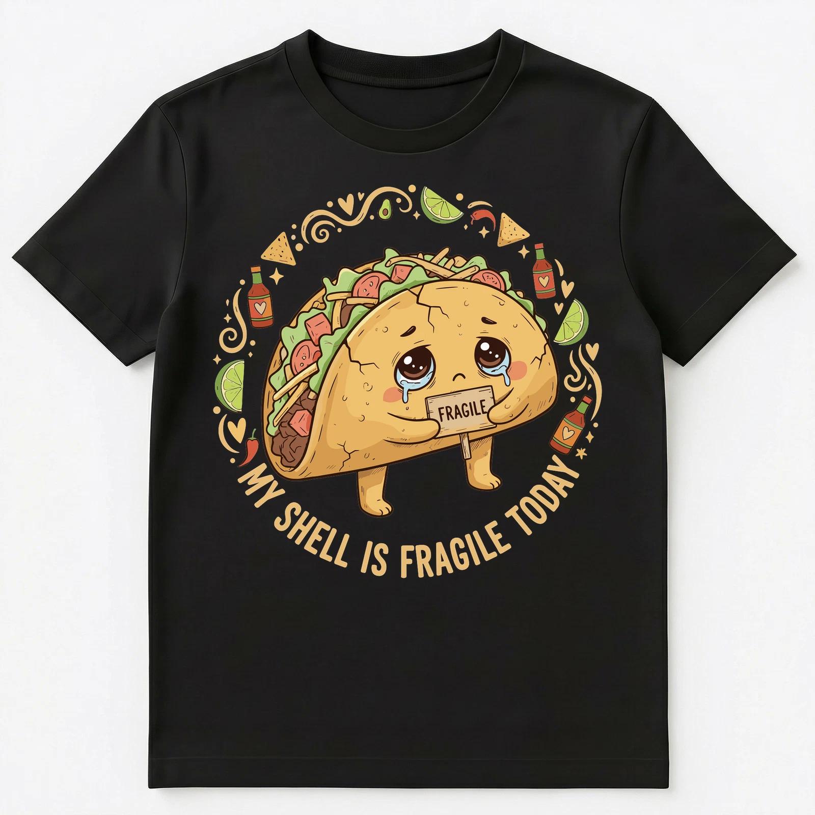 Shy Person Taco Enthusiast Fragile Shell Mood Food Unisex T-Shirt 3XL
