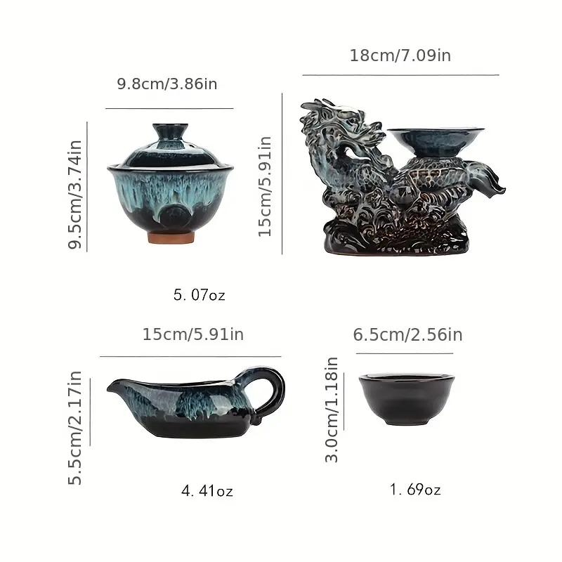 1 set, creative lazy tea set, semi-automatic dragon teapot, magnetic rotating water-conducting tea set, Chinese Kung Fu tea set