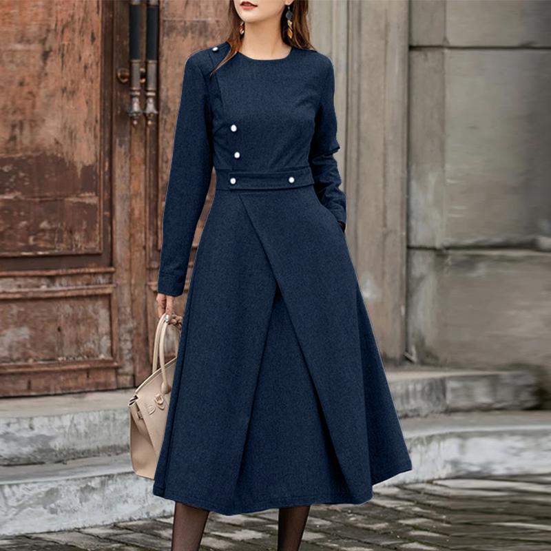 

ZANZEA Женское повседневное платье с круглым вырезом и длинным рукавом для осени 3XL