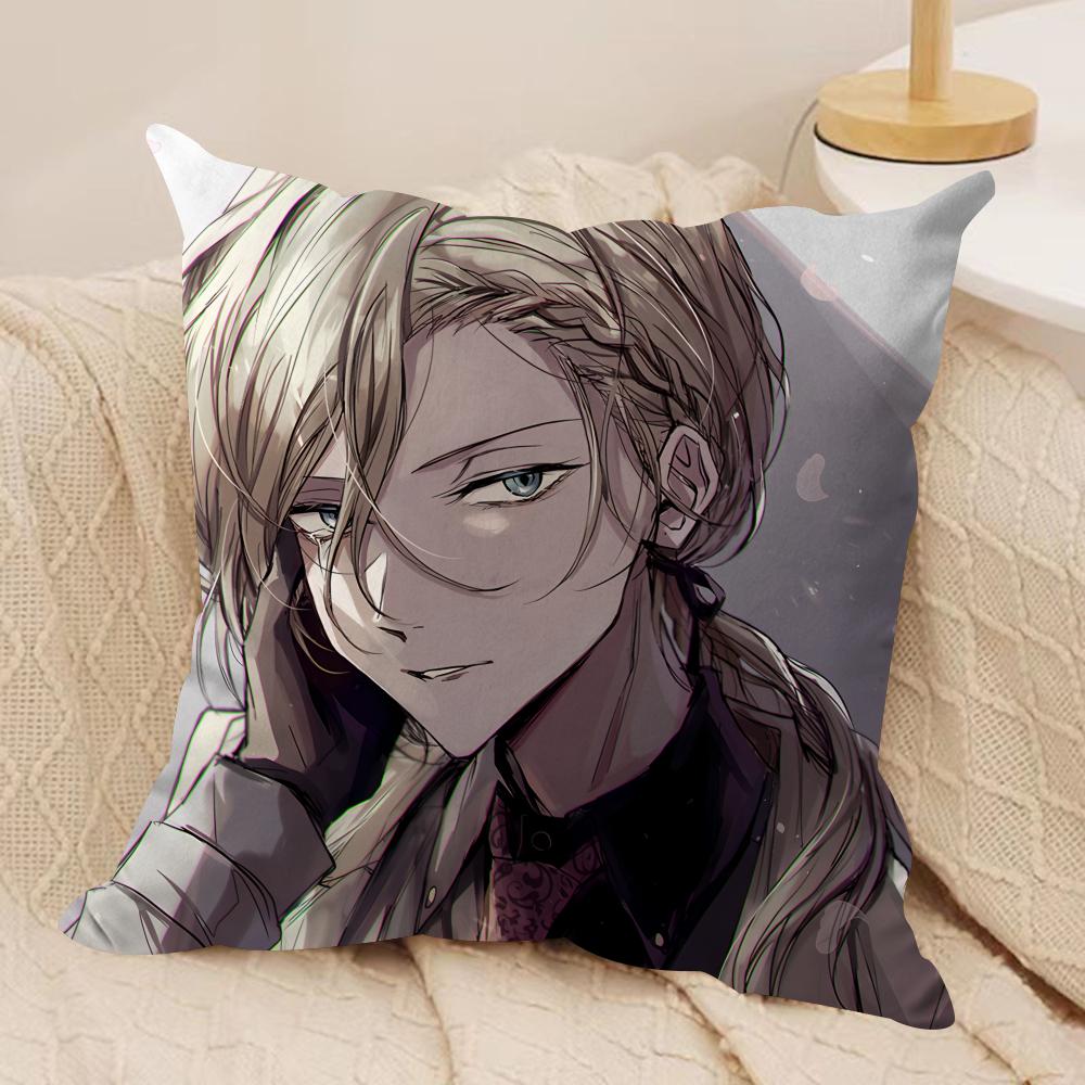Bungo S-Stray Dogs Anime Cushion Cover Silky Short Plush Invisible Zipper Dustproof Sofa Pillow Case For Home Decor