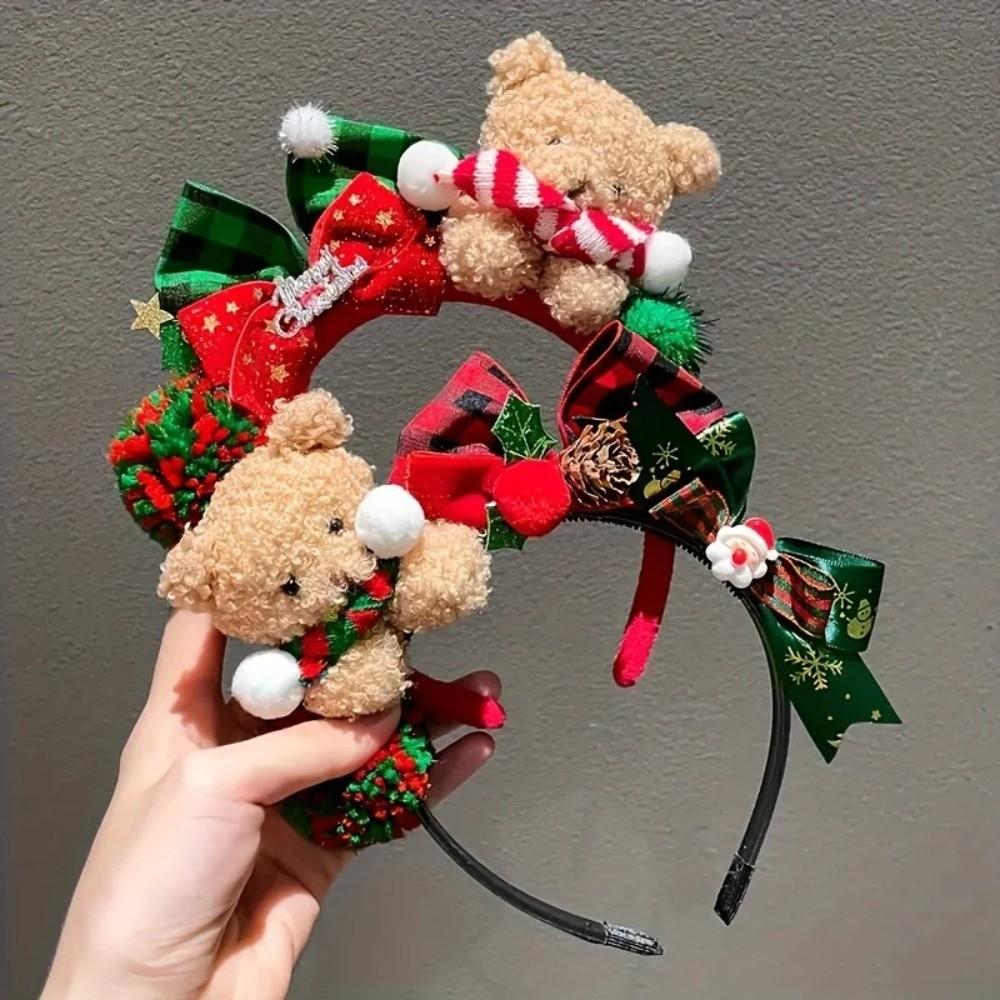 Adjustable Christmas Headband Lightweight Hair Clip Cute Bear Hair Accessory