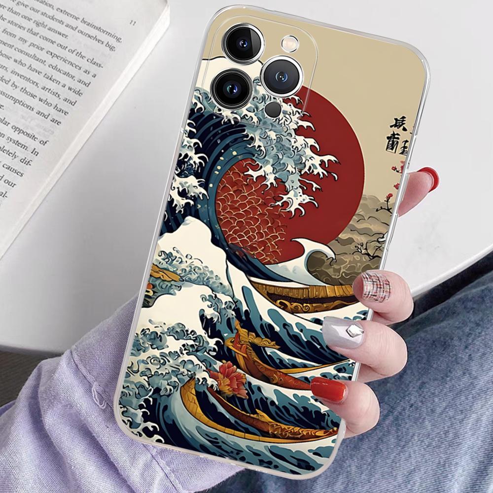 Kanagawa Great Wave Anime Phone Case For IPhone 16 15 14 13 12 Mini 11 Pro XS Max X XR SE 6 7 8 Plus Soft Silicone Cover
