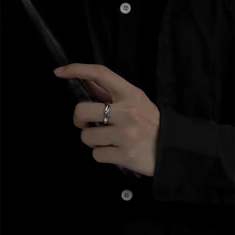 Douyin Live Pt950 White Gold Men's Mobius Adjustable Ring