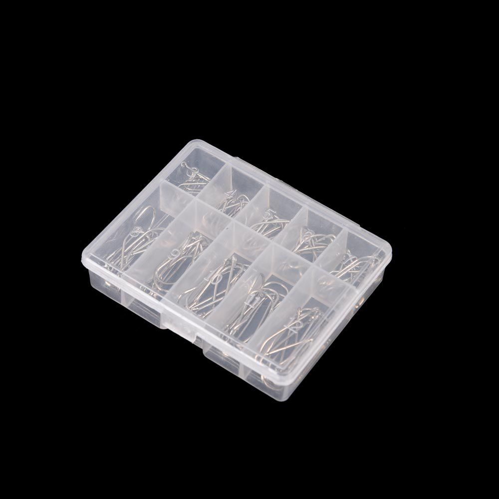 100Pcs 1 Box High Quality 10 Sizes Carbon Steel Fishing Hooks Fishook Fish Bait Durable Head
