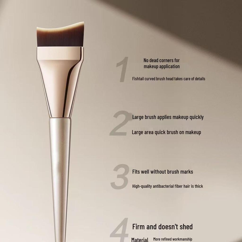 Ultra-Thin Fishtail Crescent Foundation Brush Set - Flat Head, Non-Powder Absorbing Beauty Tool