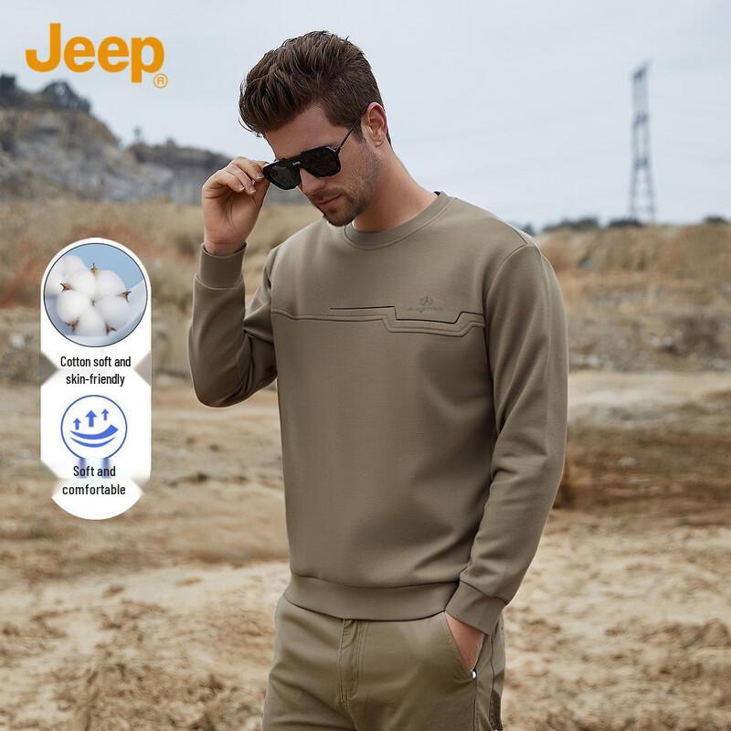 JEEP Men s Loose-Fit Round Neck Pullover Sweatshirt 5XL