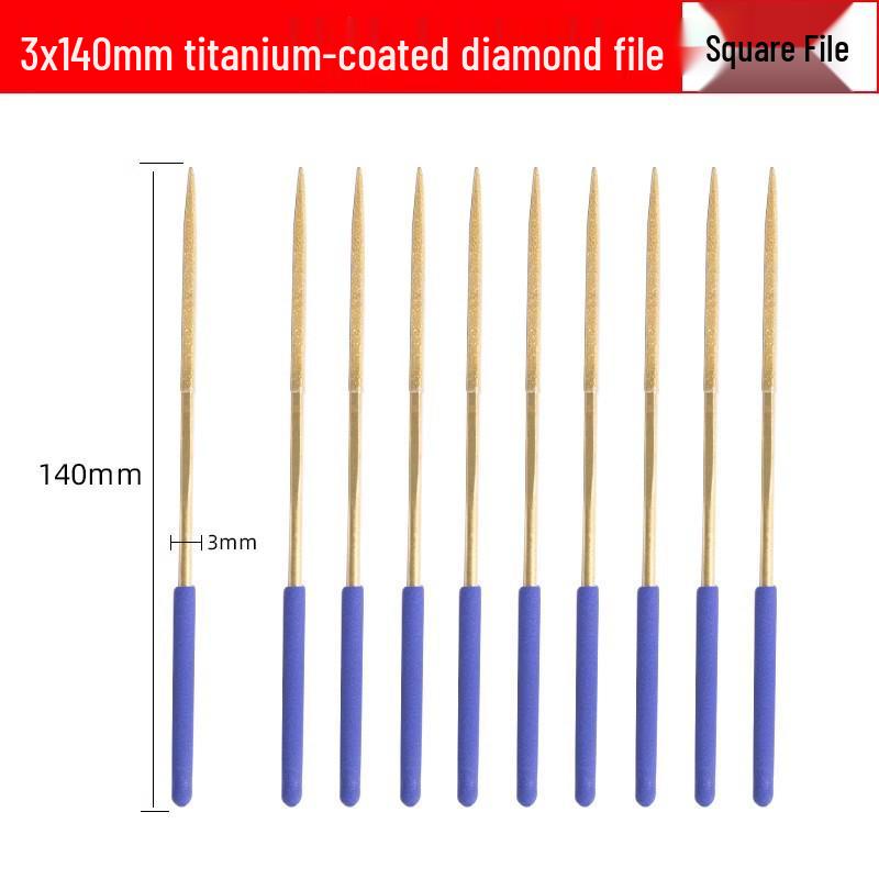 Titanium-Plated Diamond File Set: Flat/Incline with Extra Grade Carborundum for Precision Shaping, Free Shipping