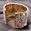 1 Pc Colorful Cuff Bangle Bracelet Inlaid Shiny Crystal Classic Rainbow Color Bangle For Women