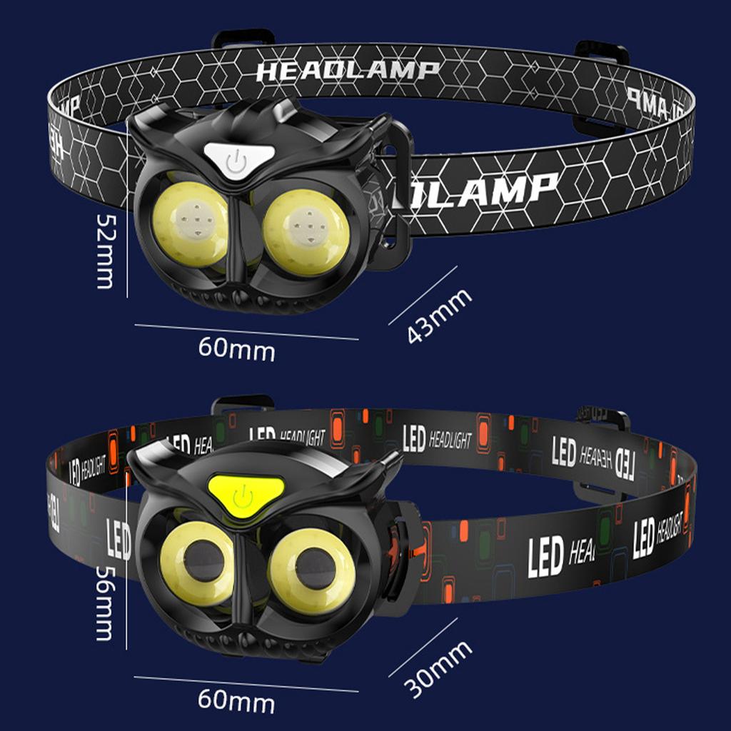 Owl Cob Headlamp Magnetic Work Light Rechargeable Working Led Usb Flashlight Headlamps Headlight For-running High Power Portable