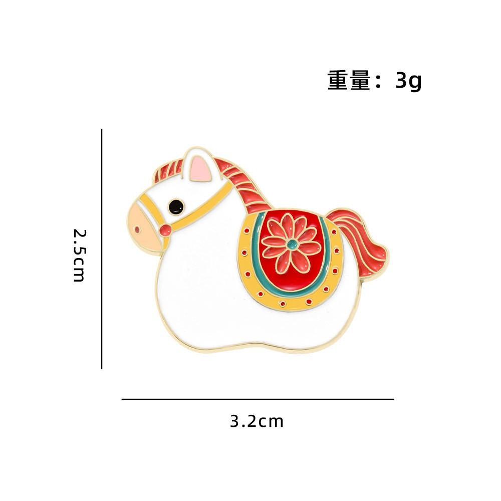 2026 Year of the Horse Badge Cute Animals Get Rich Immediately Blessed Fun Blessings Text Brooch New Year s Gift