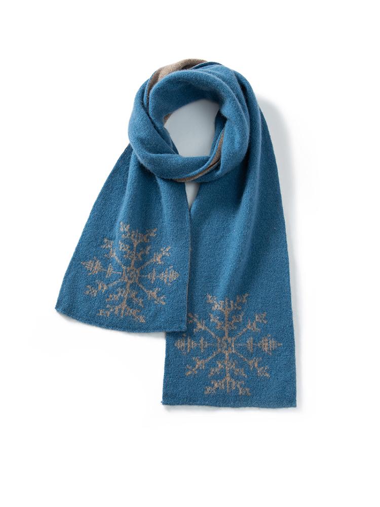 

Women Cashmere Knitted Scarf Snowflake Pattern Jacquard Thick Neck Warmer Christmas Present Wool Accessories Matchable Sets