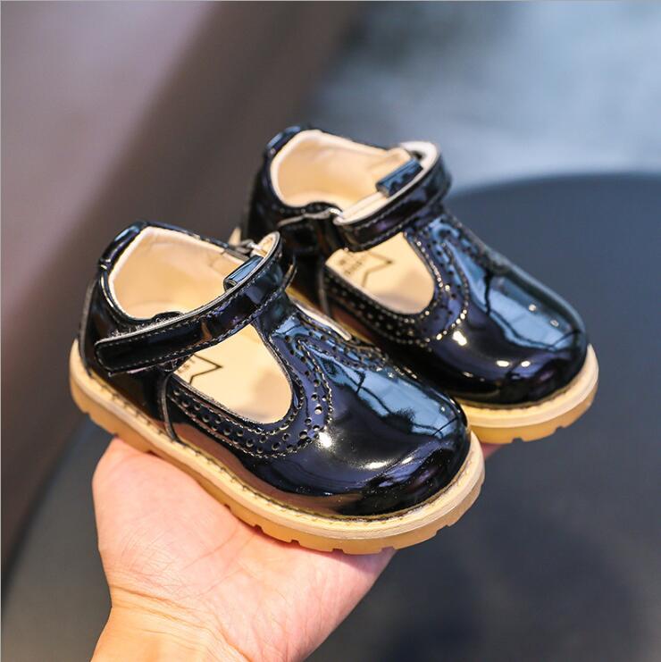 Kids Shoe Girls Spring And Autumn Newestprincess Single Shoes Girls Patent Leather Princess British Retro Leather Boys Shoes 21