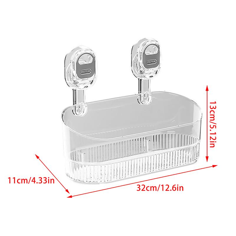 Punch-Free Bathroom Drain Rack Wall-Mounted Suction Storage Box Kitchen Bathroom Organizer No Drilling Storage Accessories