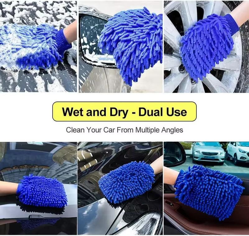 1/2PCS Chenille Plush Gloves for Car Cleaning Thickened Doublesided Car Cleaning Tools Ultrafine Fiber Car Washing Gloves