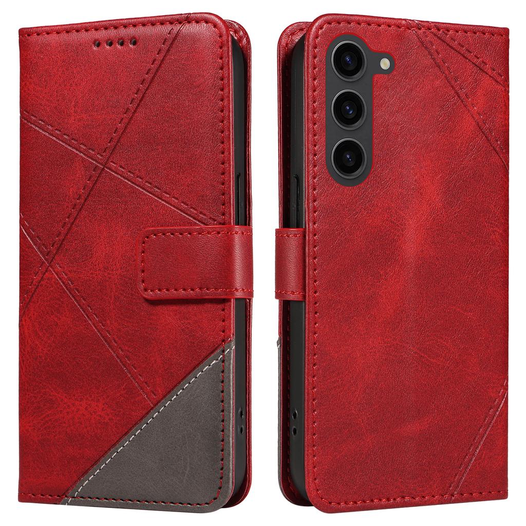 For Samsung Galaxy S23 Case Geometric Line Leather Phone Cover Card Holder Magnetic Clasp