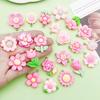 30-Piece Set: Pink Resin Sunflower & Rose Flower Pendants for DIY Jewelry