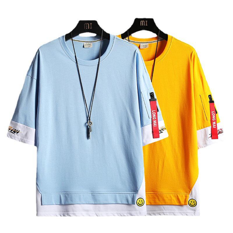 2022 Herren Trendiges Japanisches Stil Zwei-in-Eins Kurzarm-T-Shirt
