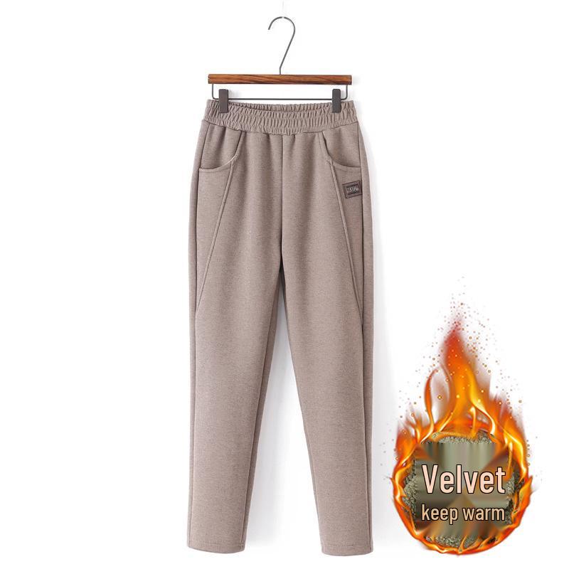 Women's Fleece-Lined Harem Pants for Spring, Autumn, and Winter – Ideal for Middle-Aged and Elderly