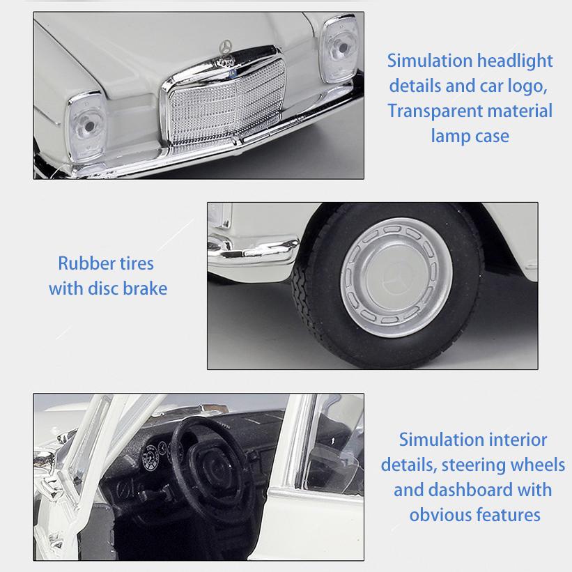 Welly 1:24 Scale Mercedes-Benz 220 Alloy Car Model Diecasts Metal Toy Vehicles Car Model High Simulation Collection Childrens Gifts