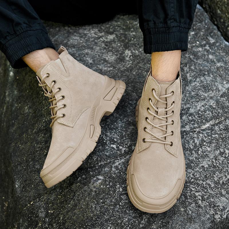 Fashion Casual Classic British Style Shoes All-match Ankle Boots Winter Suede Motorcycle Boots Fashion Plus Velvet Outdoor Desert Boots