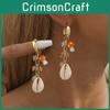 Stylish Natural Stone Shell Mushroom Earrings For Women Street Fashion 2023