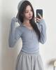 MUAHMUAH Brush Stripe Long Sleeve Hoodie [Blue]