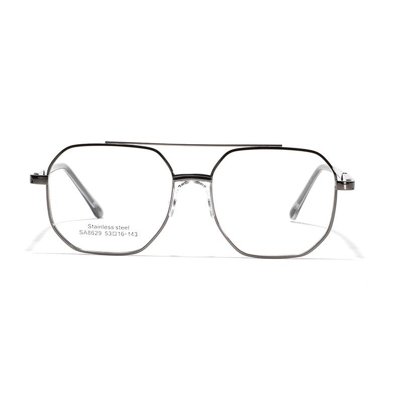 Glasses Polygonal Square Frame Glasses Women Commuting Simple Exquisite Saddle Nose Pad Flat Glasses Men