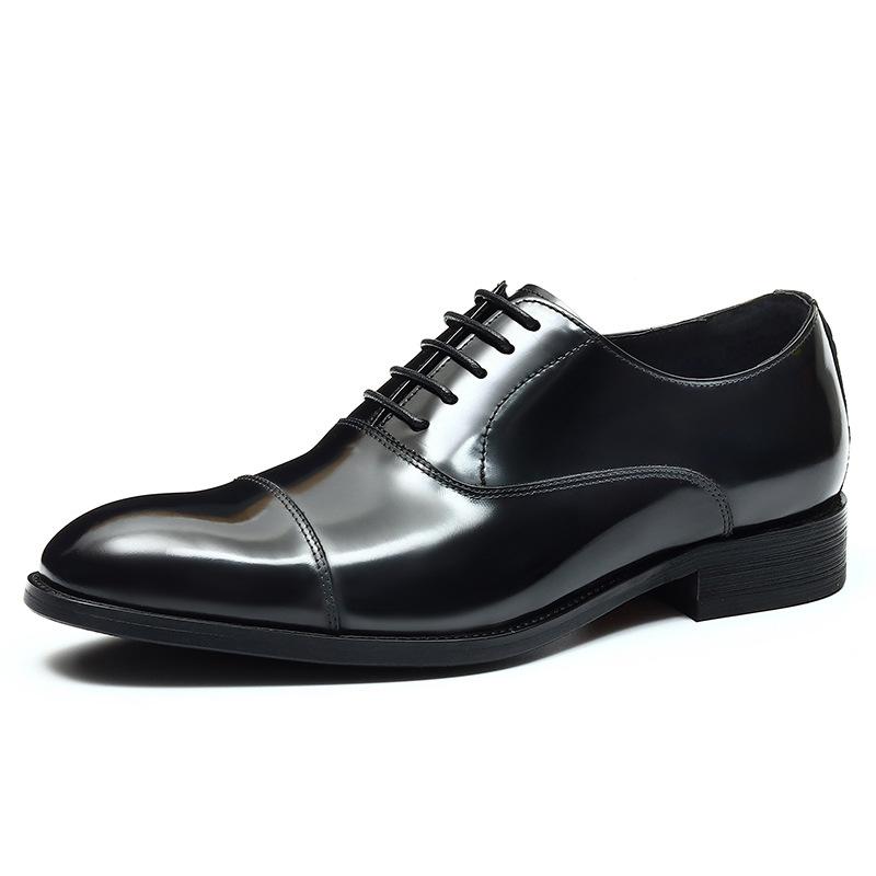 European Version Hand-polished Leather Shoes Men's Genuine Leather Cowhide Glossy Three-joint Business Dress