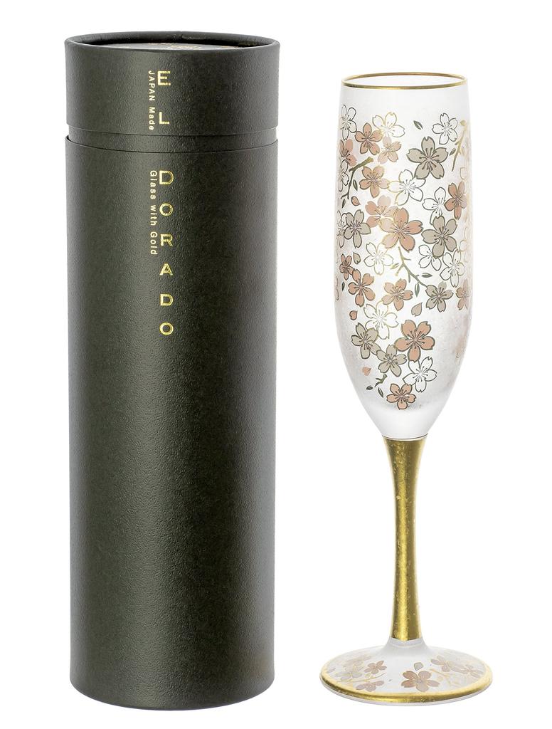 Aderia (ADERIA) Sakura Flute Champagne Glass, 180ml, Made In Japan, Gift Boxed, Wine Flute, Sparkling Wine, Bordeaux, Red Brandy, Gift for Women, Moth