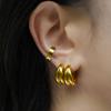 Fashion Double-layer Gold Color Small Hoop Earrings for Women Vintage Chunky Round Huggie Hoops Ear Buckle Zircon Gifts