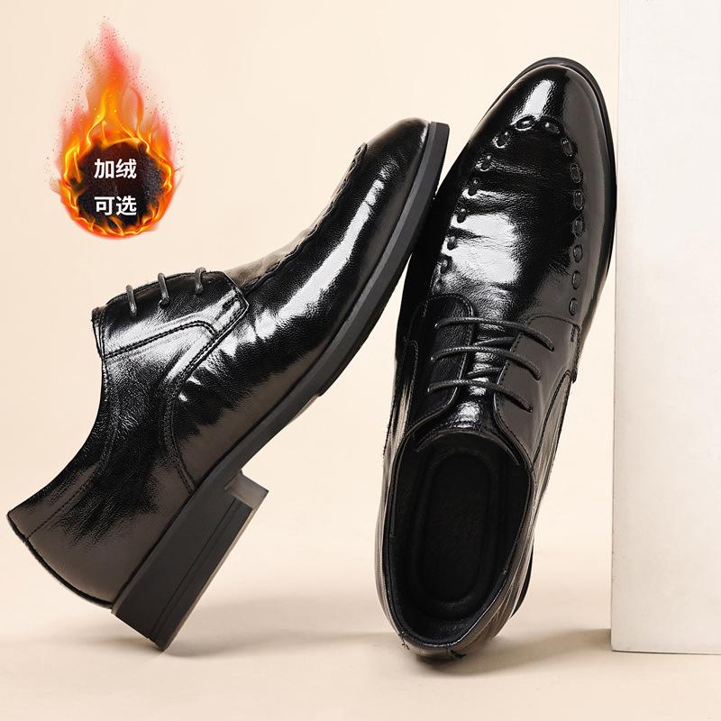 Men's business casual leather shoes leather first layer sheepskin men's shoes soft sole dress pointed shoes men's shoes