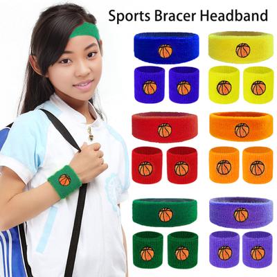1 Set Fascia per bambini Sport Polsino Palla Ricamo Elasticizzato Traspirante Assorbe il sudore Ragazzi Ragazze Lavorato a maglia Pallacanestro Pallavolo Protezione per il polso
