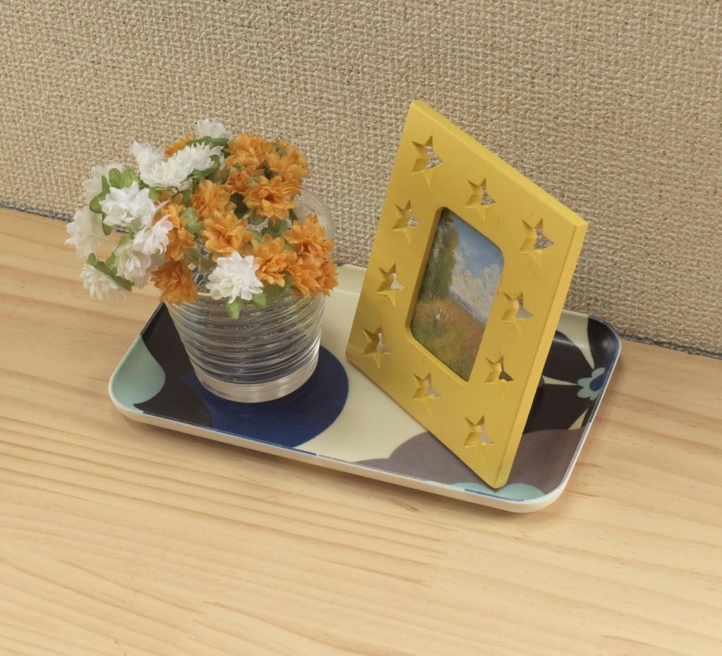 Tatsucraft NR Caster Tray, SS, 21.5cm, Web Original Model, Nordic Style, Fuhura Blue, Non-Slip, Microwave-Safe, Tray, Tray, Stylish, Plastic, Large