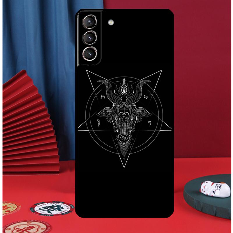 Pentagram 666 Demonisk Satanisk Telefonfodral För Samsung Galaxy S24 Ultra S9 S10 S20 FE S21 S22 S23 Plus S25 Ultra Baksida
