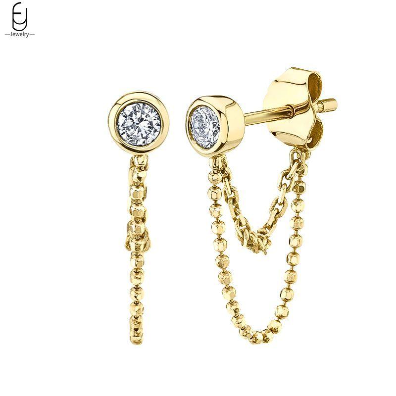 925 Silver Needle Luxury Long Chain Tassel Crystal Stud Earrings For Women Exquisite Pendant Gold Earrings Fine Jewelry