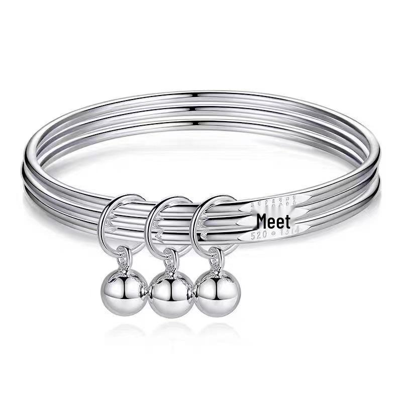 Elegant Layered Sterling Silver Bangles with Bells – Three Lives, Three Worlds Design