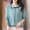 Women's Mid-Aged Long Sleeve Lapel Knit Top