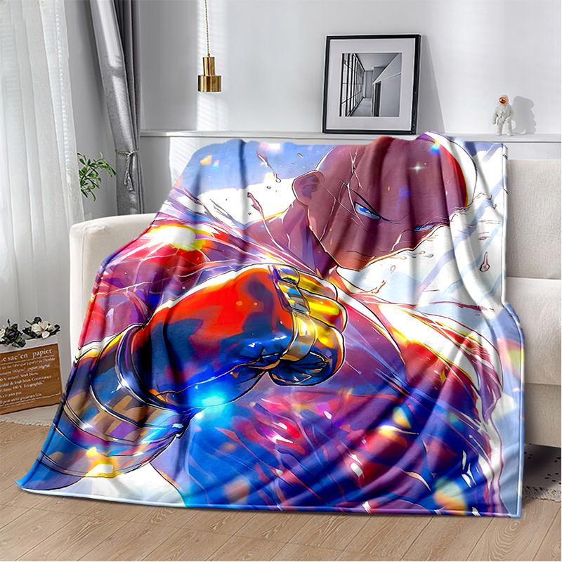 3D One Punch Man Saitama Cartoon Anime Soft Blanket,Soft Throw Blanket for Home Bedroom Bed Sofa Travel Cover Child Gift