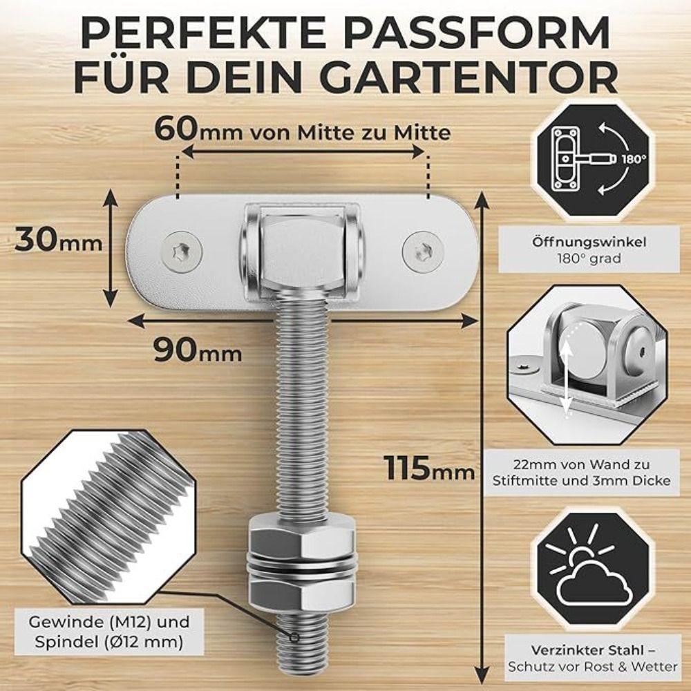 2pcs 1100lbs Load Capacity J Bolt Gate Hinge Rust Resistant Ball Bearing Heavy Duty Hinge Reinforced Structure