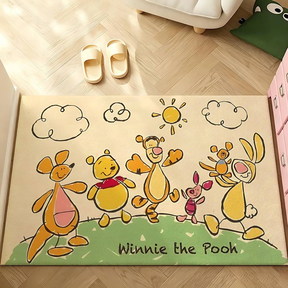 Cartoon W-Winnie The P-Pooh-S Carpet Bathroom Anti-slip Door Mat Home Decoration Mat Entrance Door Mat Scratch-resistant Door