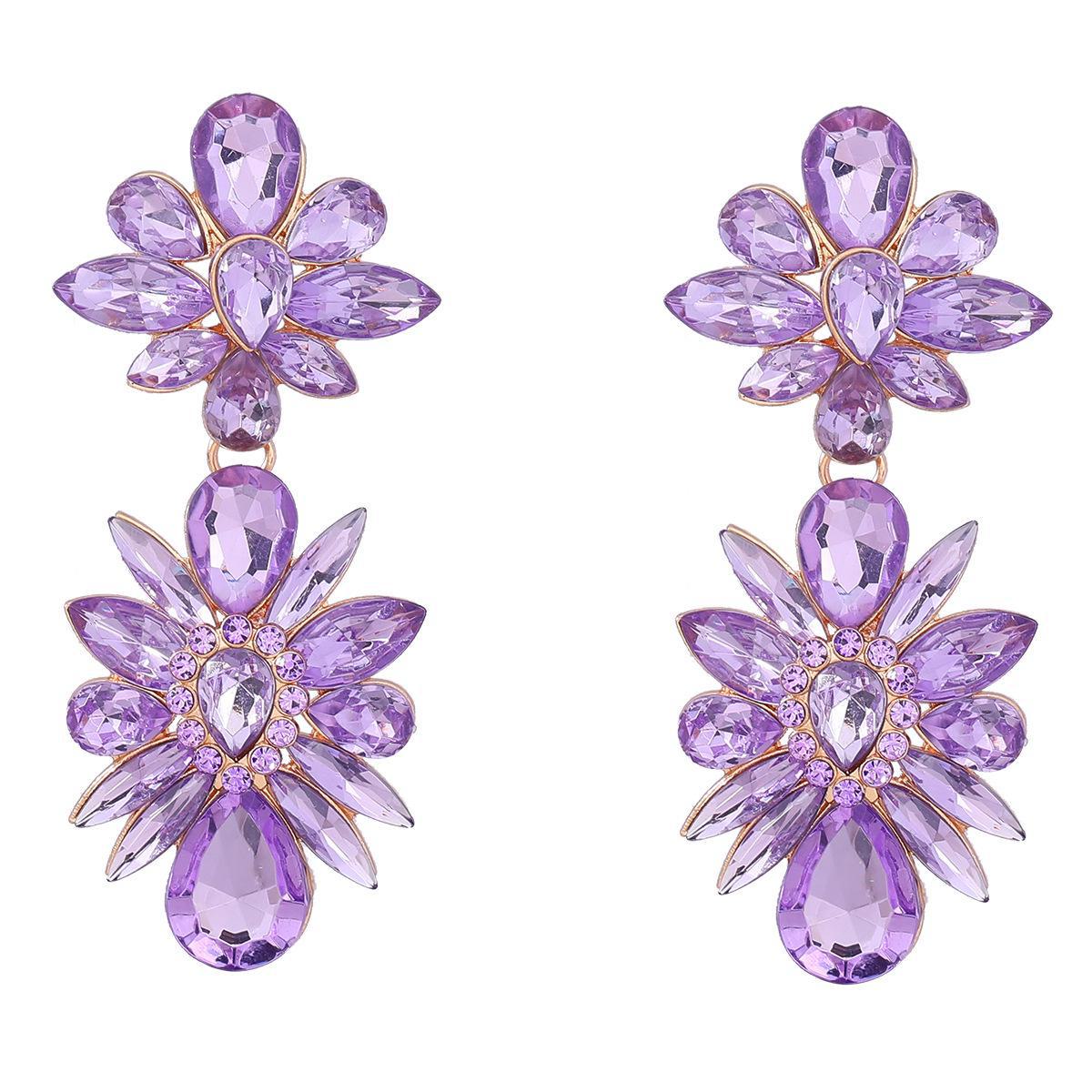 

Европейские и американские преувеличенные многослойные серьги-цветочки из сплава с бриллиантами для женщин - гламурные украшения в уличном стиле