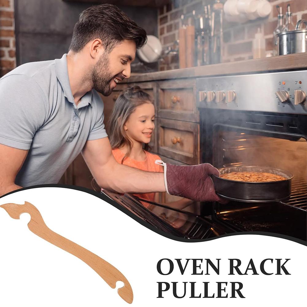 Oven Pulls Stick Toaster Rack Pullers Wooden S Curved Design Heat Resistant Anti-Scald Open-Mouth Design Baking Helper Stick