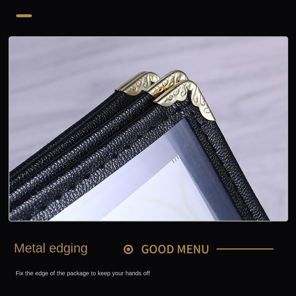 A4 A4 Menu Paper Holder Metal Corners Shell Document Folder PVC Transparent Menu Cover Hotel