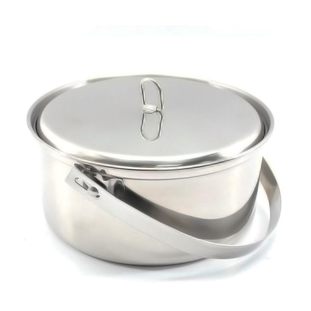 Camping Cookware Mess Kit for 4 Persons Stainless Steel Cooking Set with Pot Pan Soup Spoon Bowls