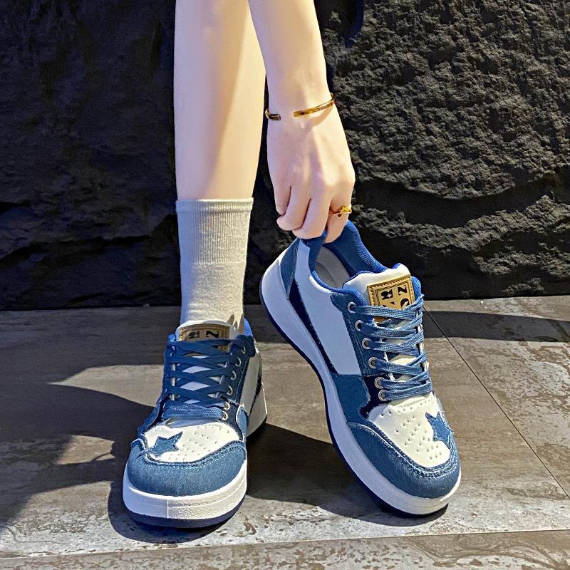 Fashion Spring/Autumn Fashionable And Casual New Comfortable Stars Breathable Thick-Soled Sprots Round-Toe Sneakers Zapatos Mujer
